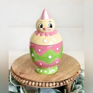 NEW Johanna Parker Carnival Cottage Easter Chick Ceramic Canister Jar